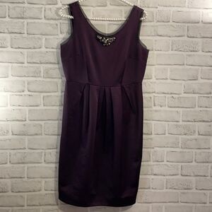 Simply Vera Wang Purple Black Embellished Sleeveless Dress Rhinestones in Neck